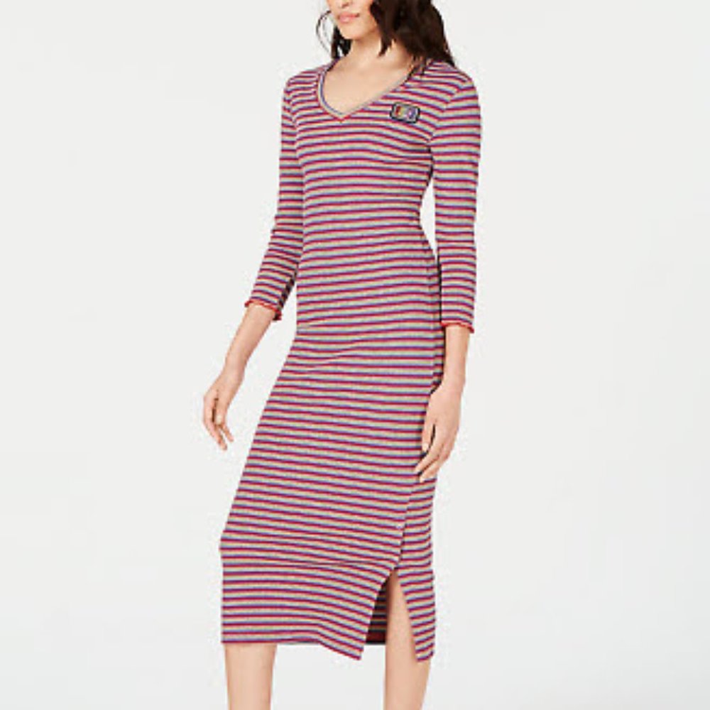 Juicy Rainbow Stripe Body-Con Dress, Size L